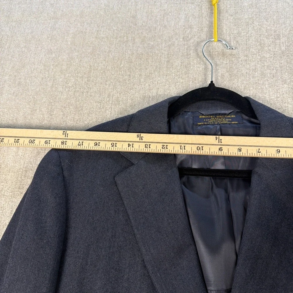 VTG Brooks Brothers Men's 100% Wool 2-Button Blazer Blue Herringbone • USA • 44L